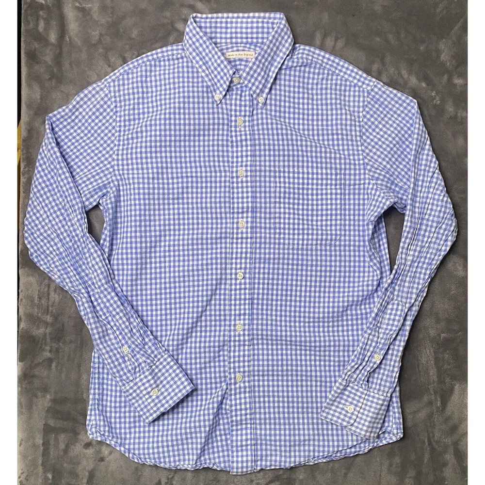 Made In New England Button Down Shirt Men's Medium Blue Check Made In USA